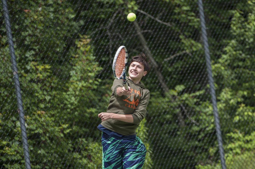 Noah, on the other hand, has played some tennis, and undoubtedly is receiving a more advanced lesson.